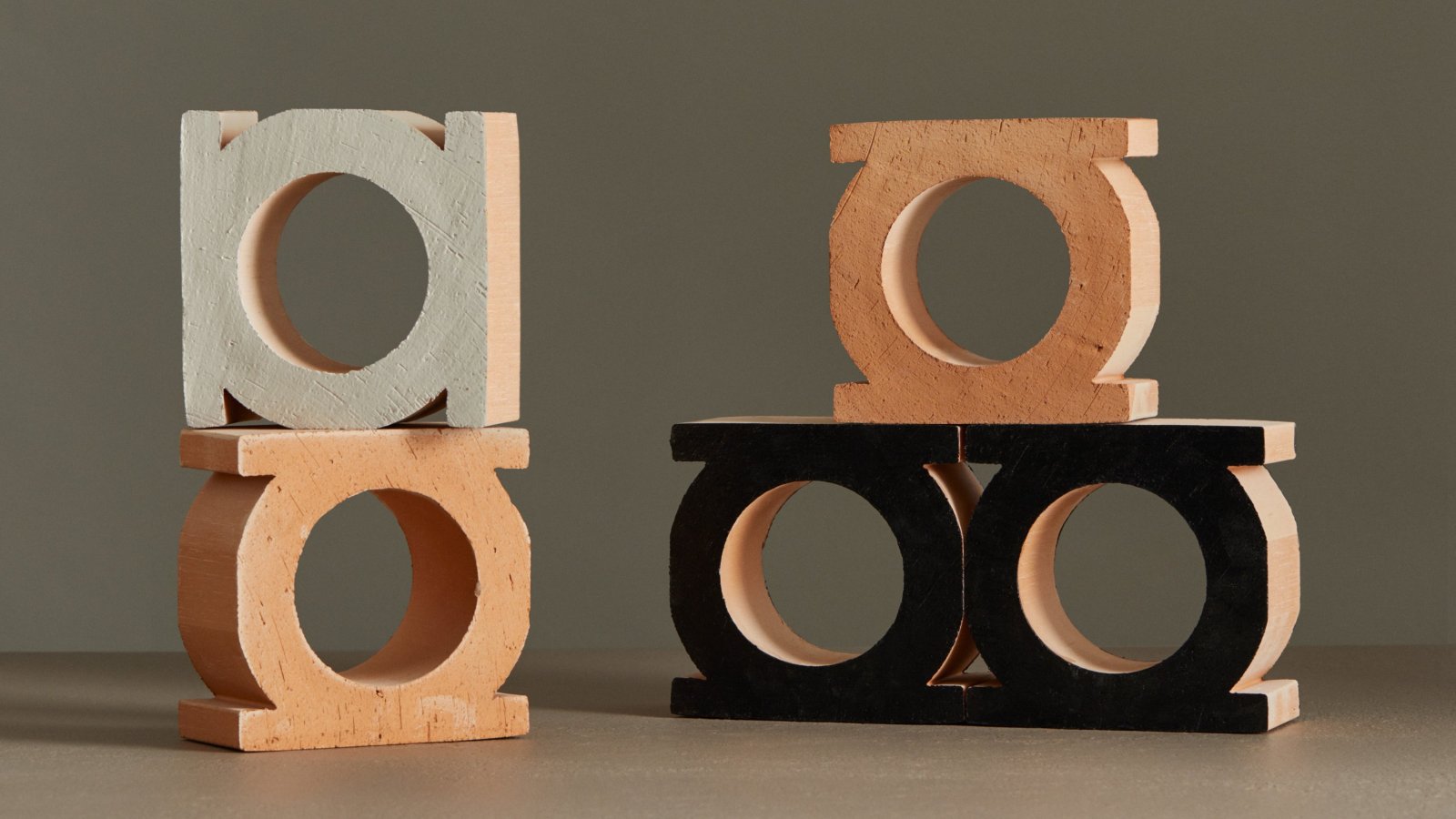 Jali terracotta bouwstenen van Mutina in drie kleuren