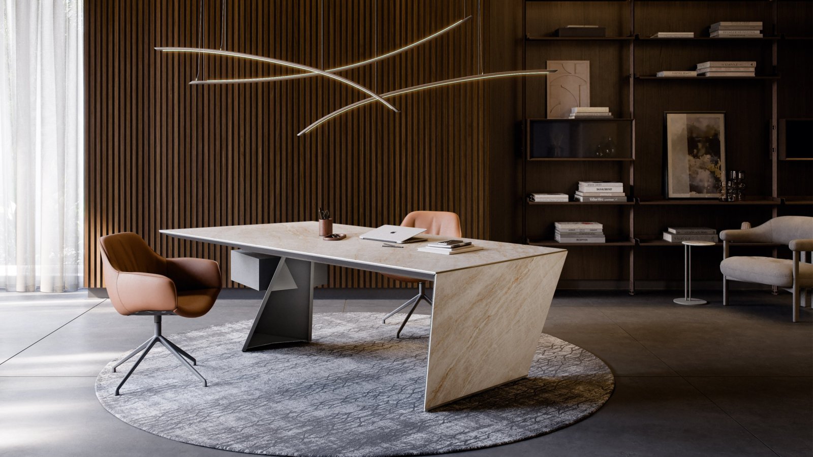 Design bureau Nasdaq van Cattelan Italia met diagonale stalen poot