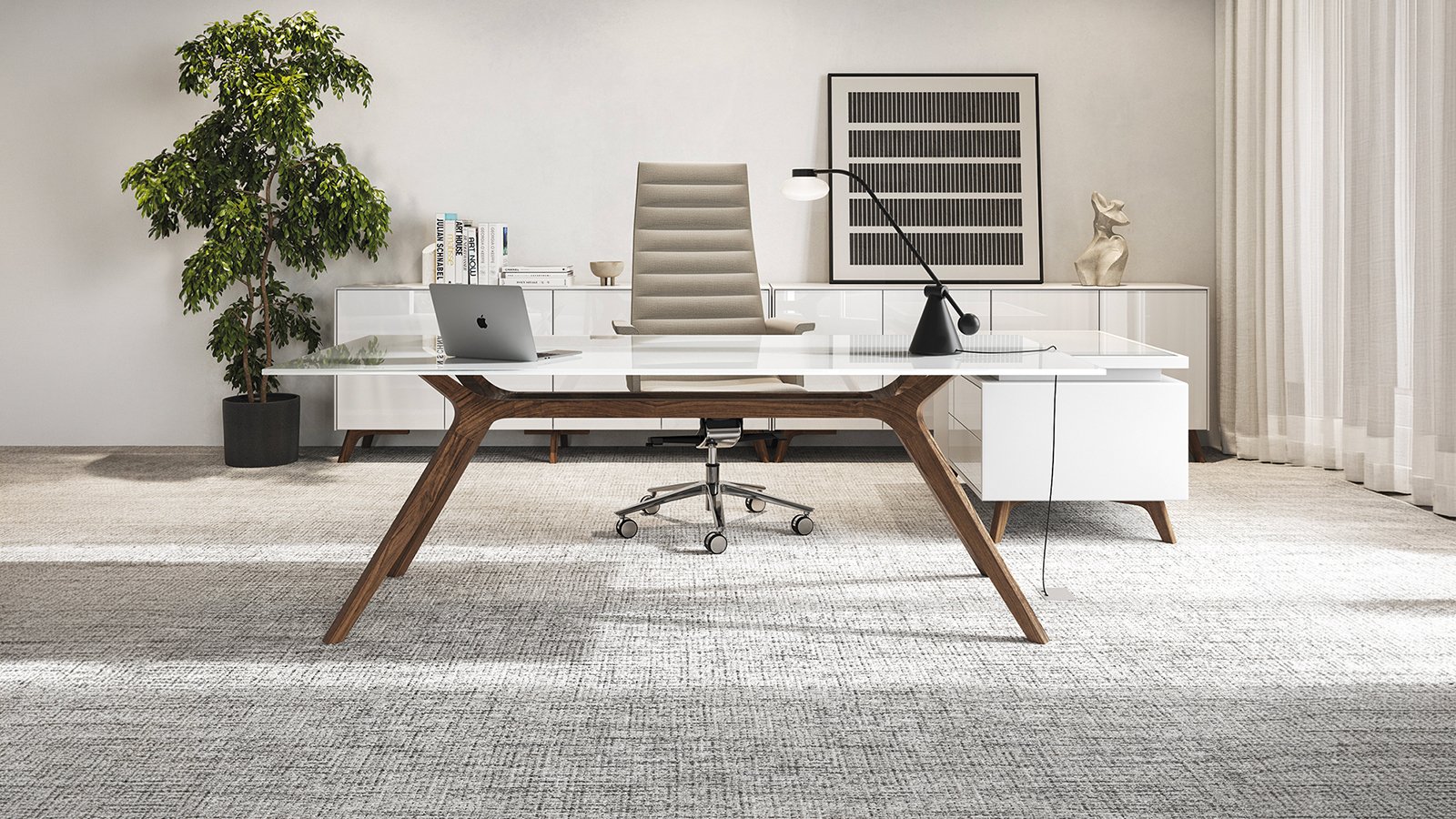 Design bureau DR van Frezza met wit gelakt massief houten frame