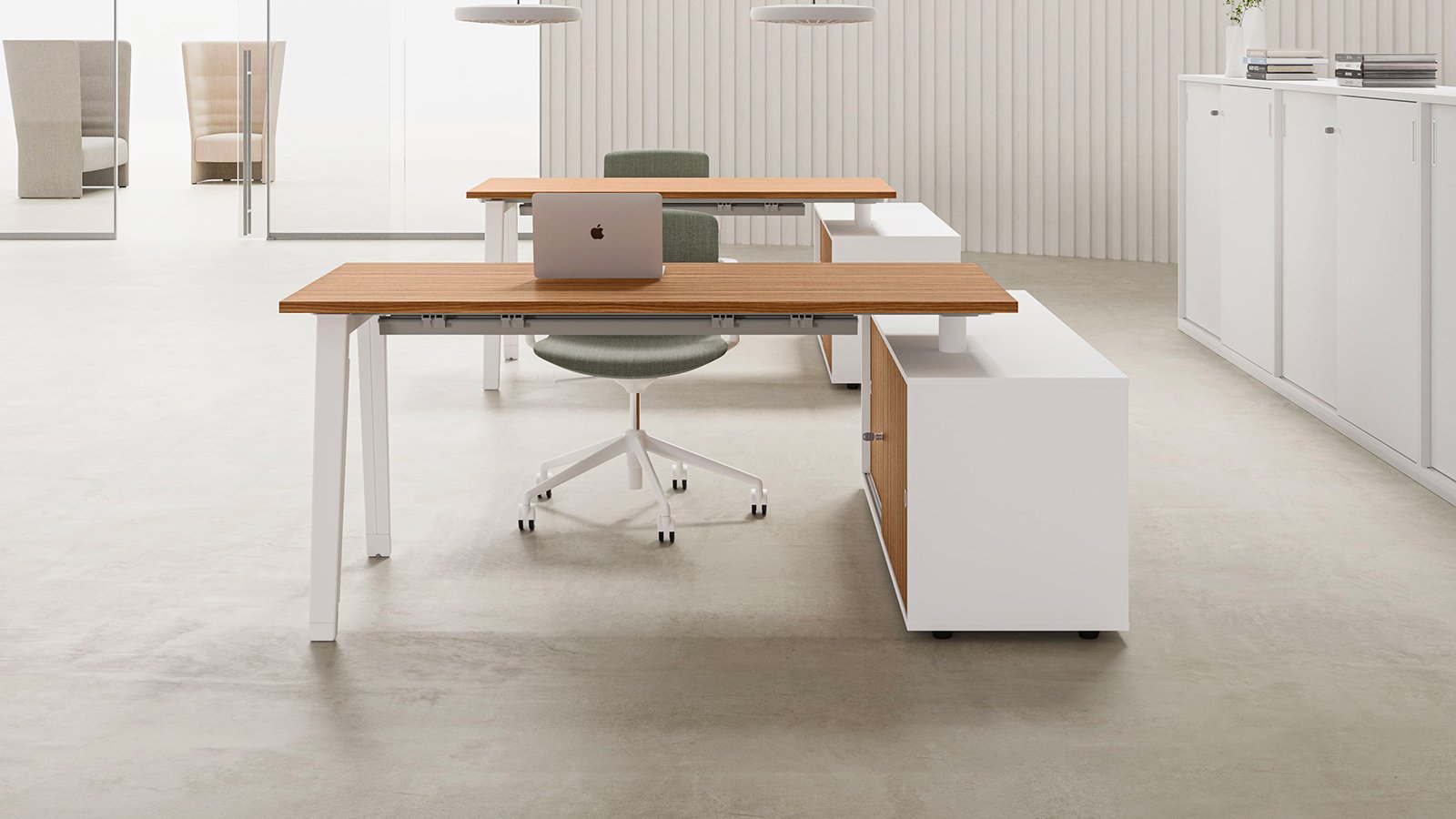 Werkplek E-Place van DVO Office op wit A-frame
