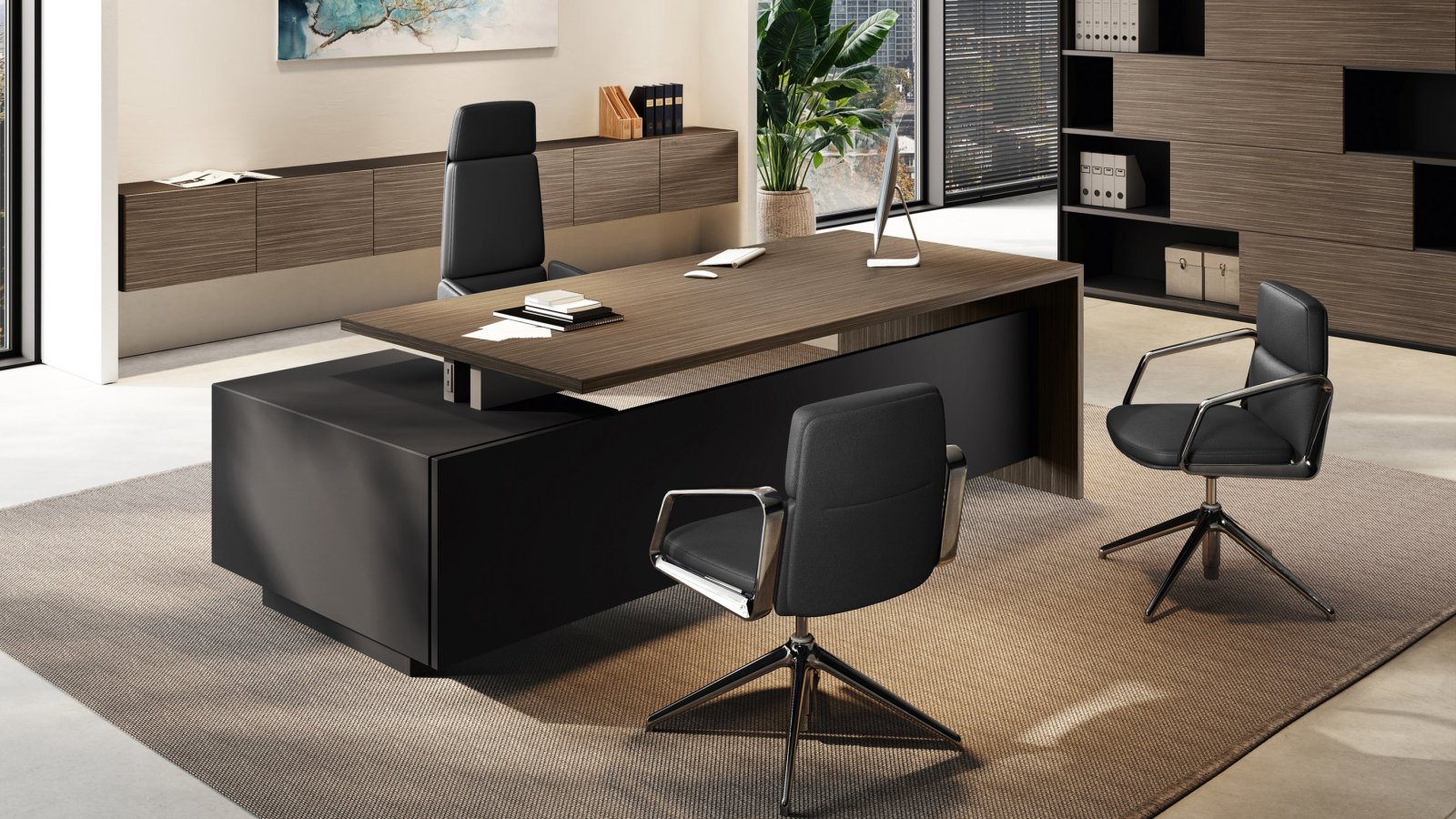 Complete Elite directieverdieping — bureau, vergadertafel en boiserie, ontwerp Progetto CMR