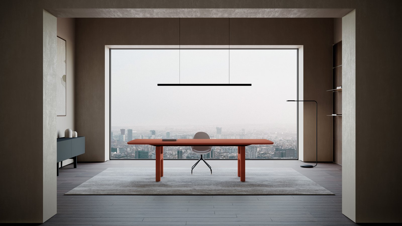 Hito directiebureau van IVM Office met eucalyptus fineerblad en witte poten