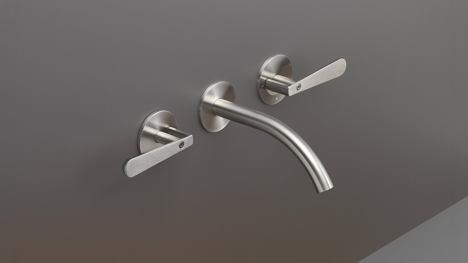 Lutezia van Cea Design, tweegreeps wandkraan in gepolijste Black Diamond afwerking