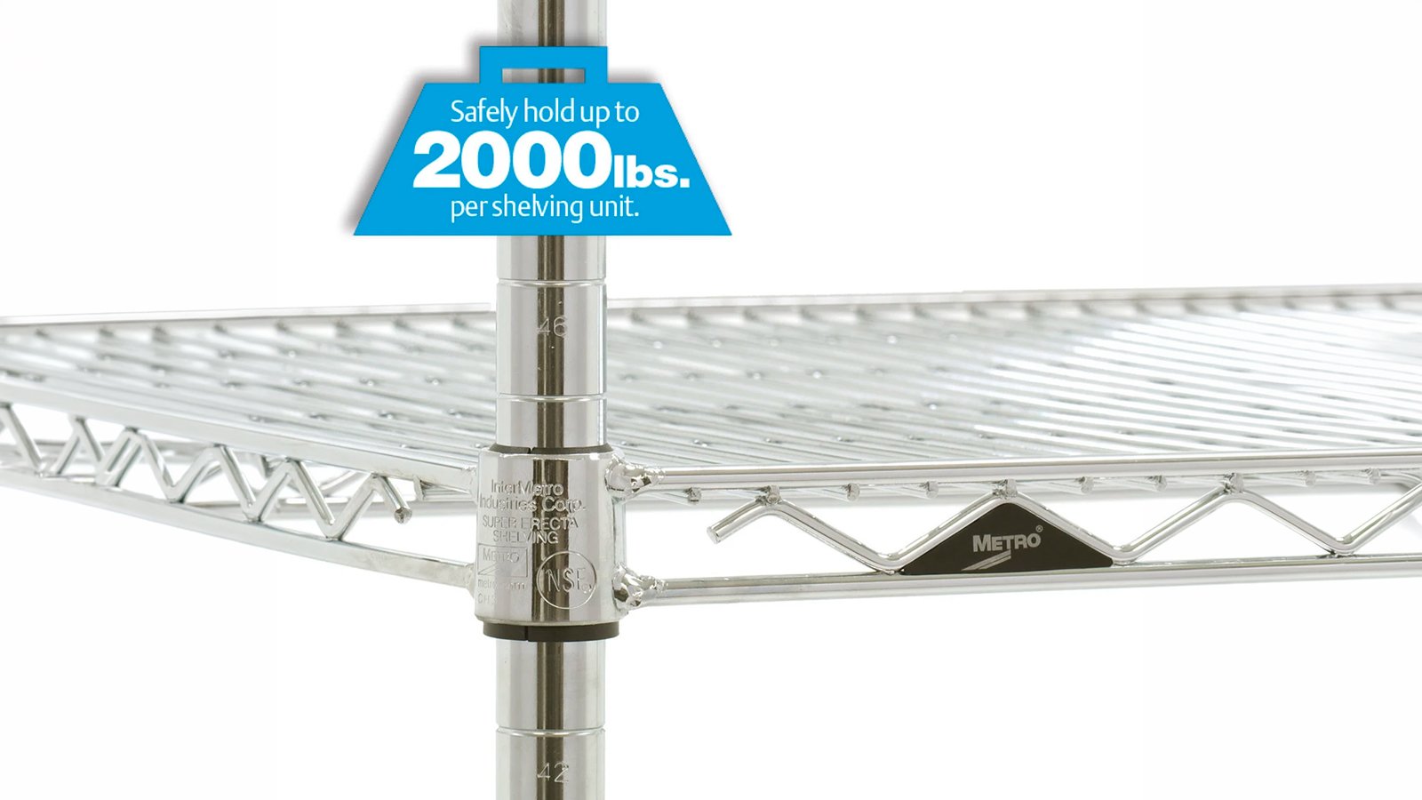 Super Erecta draadstelling van Metro in chroom met verstelbare legborden