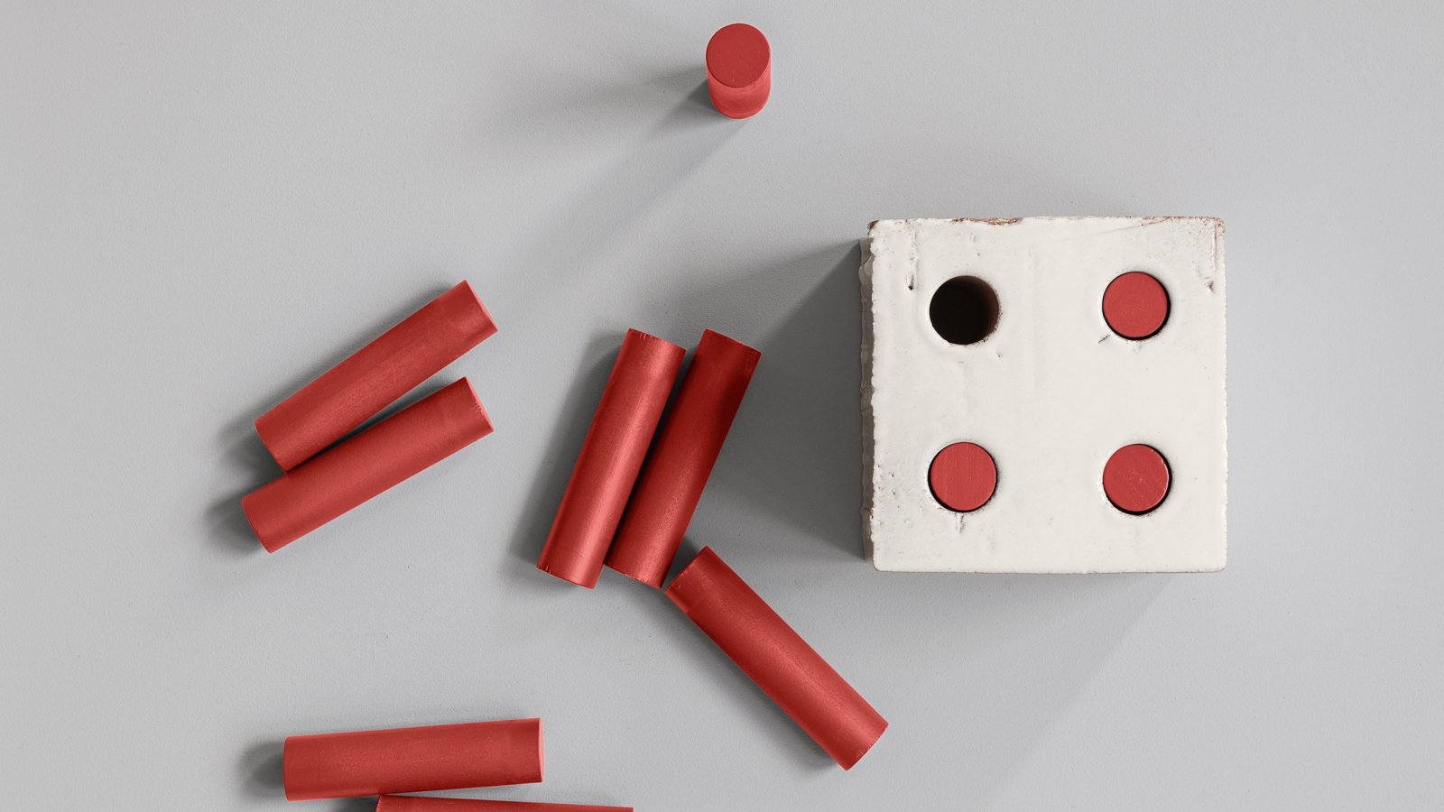 Bloc wand van Mutina in terracotta met vier gaten per blok