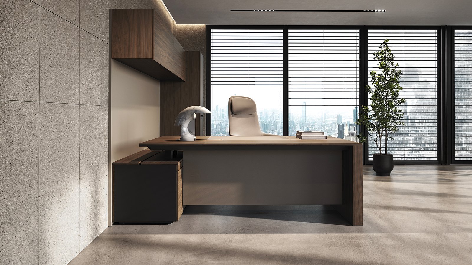 Ono van Frezza, modern directiebureau met rondlopend aluminiumprofiel