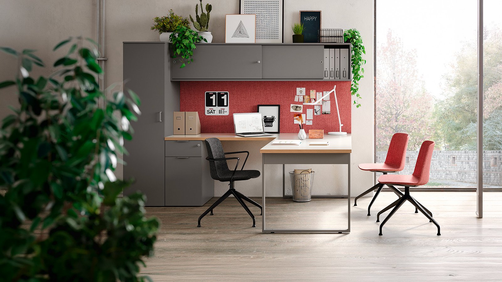 Personal Storage op wielen naast een Pigreco bureau