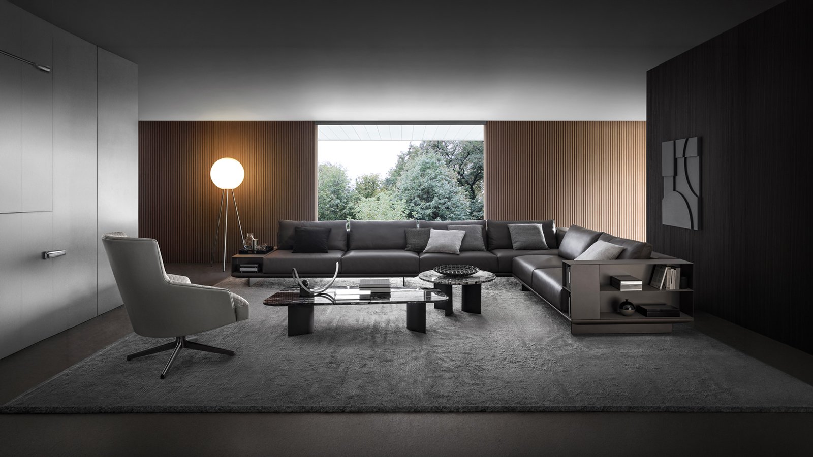 Modulaire bank Asso van i4Mariani met achterste boekenmodule