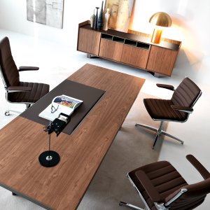 Lloyd bureau in eucalyptusfineer met geïntegreerd hangladeblok