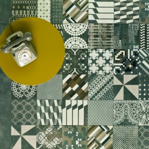 Detail van het Azulej patroon Trevo van Mutina