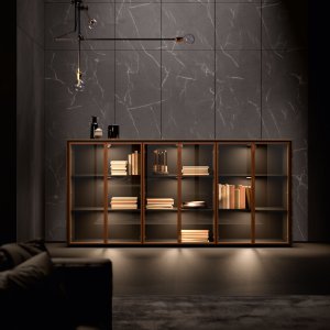 Bold58 Frame kast met deur van Laminam Noir Desir