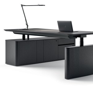 Otto bench van Martex met twee werkplekken en stoffen scherm