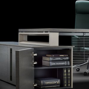 Directiekamer met Arche bureau en kastenwand