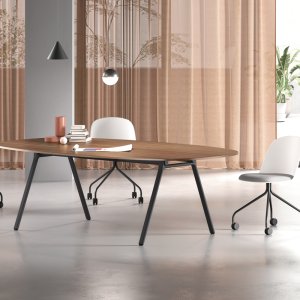 U-knooppunt in gegoten aluminium van het Archiutti Lay-bureau in blauw