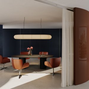 Reeks stoelen Cari langs de tafel