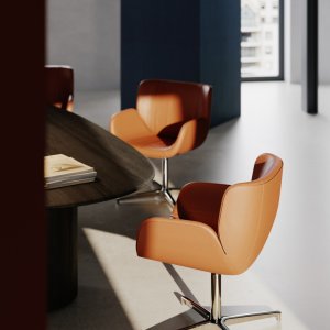 Compositie van meerdere stoelen in een ruimte