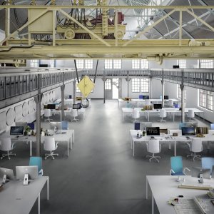 Vergaderzaal van een bank met Nuur tafel en stoelen van Arper