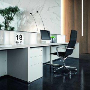 Compacte Lux balie van 140 cm in titaangrijs