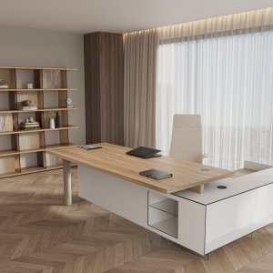 Poten van gehard glas onder het bureau Cloud van Codutti