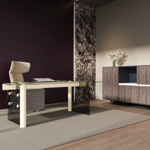 Glazen vergadertafel van 280 cm, collectie Cloud van Codutti