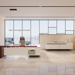 Versie met zijkast van het bureau Cloud, 260 × 210 cm