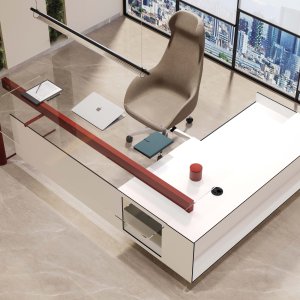 Cloud van Codutti: bureau van 200 × 100 cm met houten blad