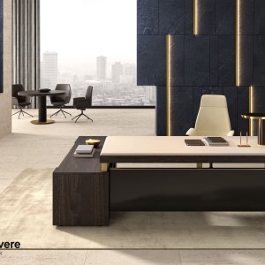 Modern directiebureau I Rovereschi van Della Rovere, versie Bellagio in gerookt notenhout