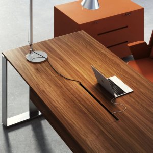 Ronde vergadertafel Altagamma Ø 150 in helder glas op het aluminium frame