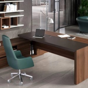Dikte van 6 cm van blad en poot op het bureau Ducale, van opzij gezien