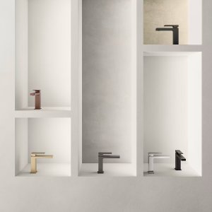 Gastentoilet met designkranen: wandkraan Mint in Matt Gun Metal