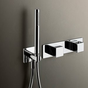 Inbouwkraan voor de wastafel uit de serie Mint in Matt Gun Metal, frontaal