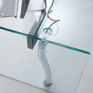 Air Desk met gelamineerd kristallen blad in lederlook