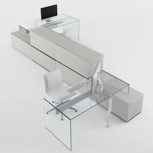 Grigio Italia kristal op het bureau Air Desk
