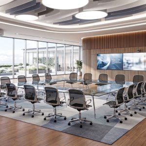 UniTable vergadertafel van ICF met fineerblad en gepolijst aluminium onderstel