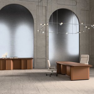 Vergadertafel Jazz Louis met stalen voeten en leren frame