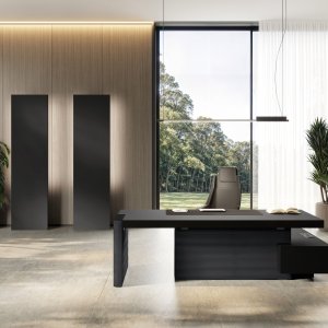 Voorzetmodule van de Jera directiewerkplek voor een snel gesprek naast het bureau