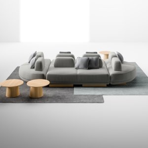 U-vormige bankrug van Node+ rond een zitting van 180 cm