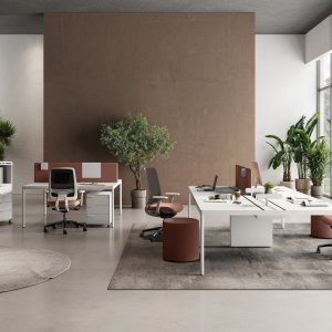 Fil Rouge-vergadertafel op rubberwielen met rem