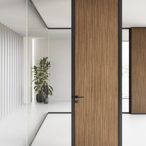 Houten draaideur B1 met aluminiumkozijn uit het Mood-systeem