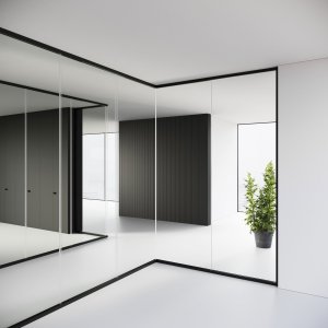 Mood MN-scheidingswand met verborgen omega-profielen in vloer en plafond