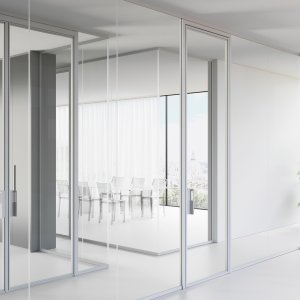 Buitenlopende glazen schuifdeur van het Mood-systeem met verborgen bovenrail