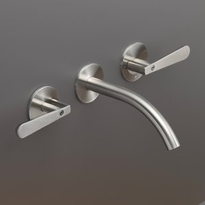 Lutezia van Cea Design, tweegreeps wandkraan in gepolijste Black Diamond afwerking