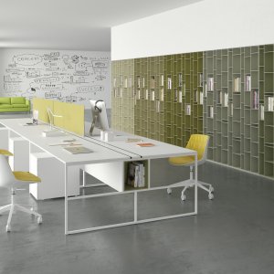 Werkplekken 20.Venti van MDF Italia met stalen frame van 20 x 20 mm
