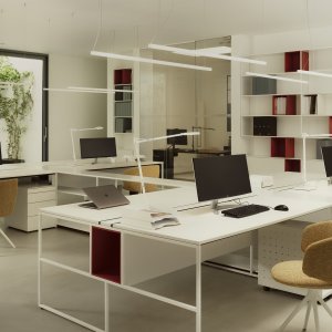 Geluidsabsorberend scherm op een 20.Venti werkplek