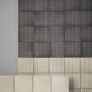 Toon op toon compositie van Aurore Light Blue effen en Grid L