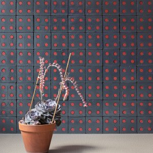 Bloc Blue Glossy wand met rode Tube-inzetstukken