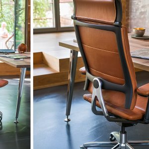Niet-gelijmde zittingbekleding van de Open Up bureaustoel