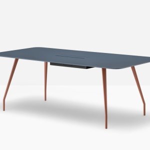 Vergadertafel Rizz 340 bij 110 met zwart Fenix-blad op gepoedercoat frame