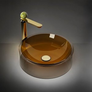 Bol in muranoglas op de wandbediening van Perle