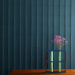 Wand met Motivo van Mutina en verticale reliëflatten